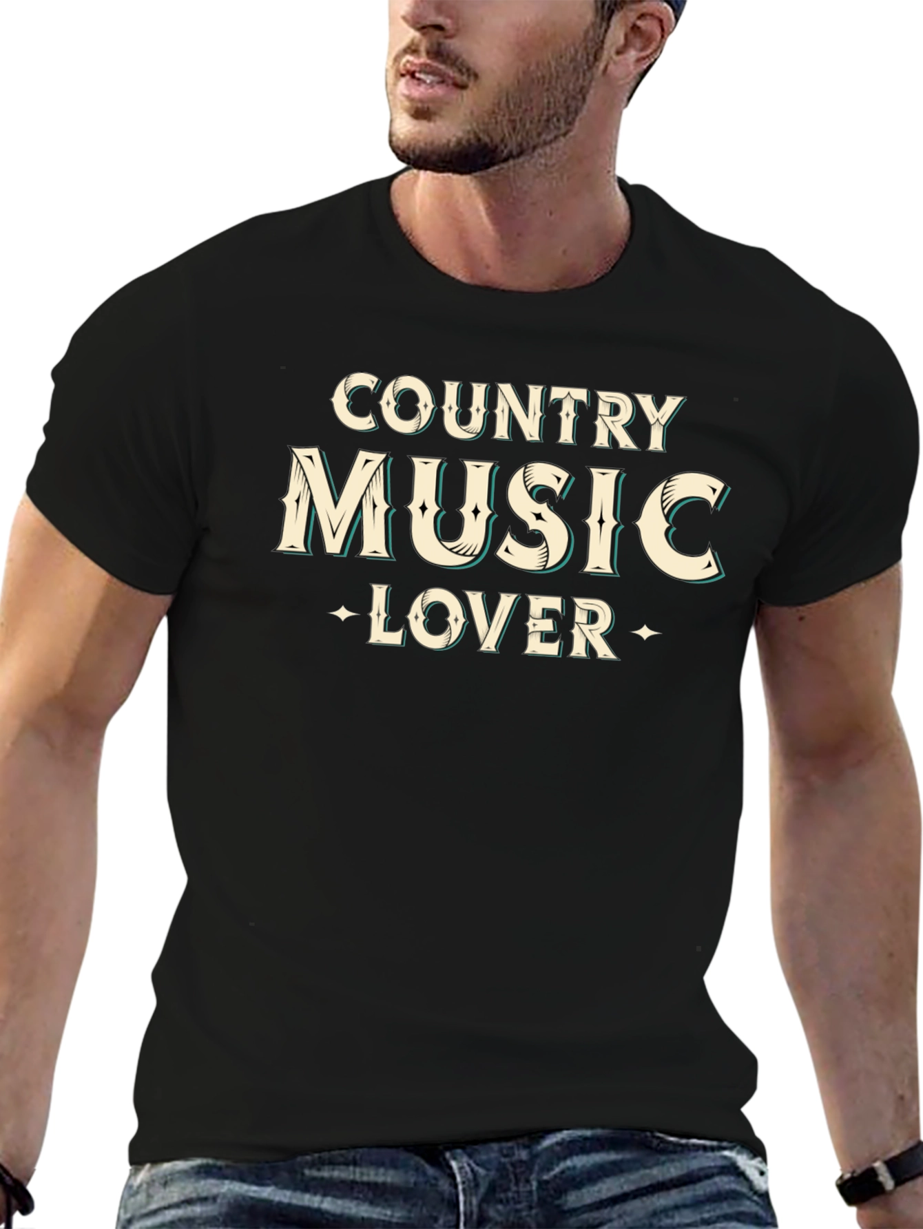 Country Music Lover Black Graphic Tee