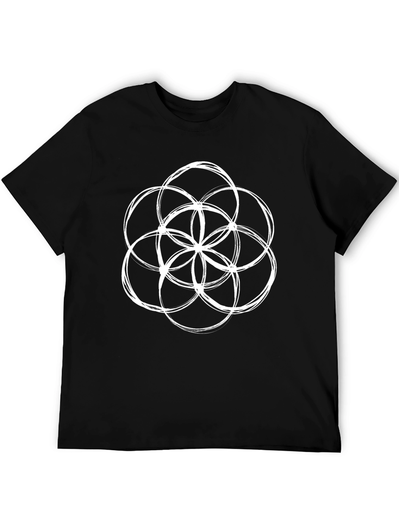 Geometric Circle Design Black T-Shirt