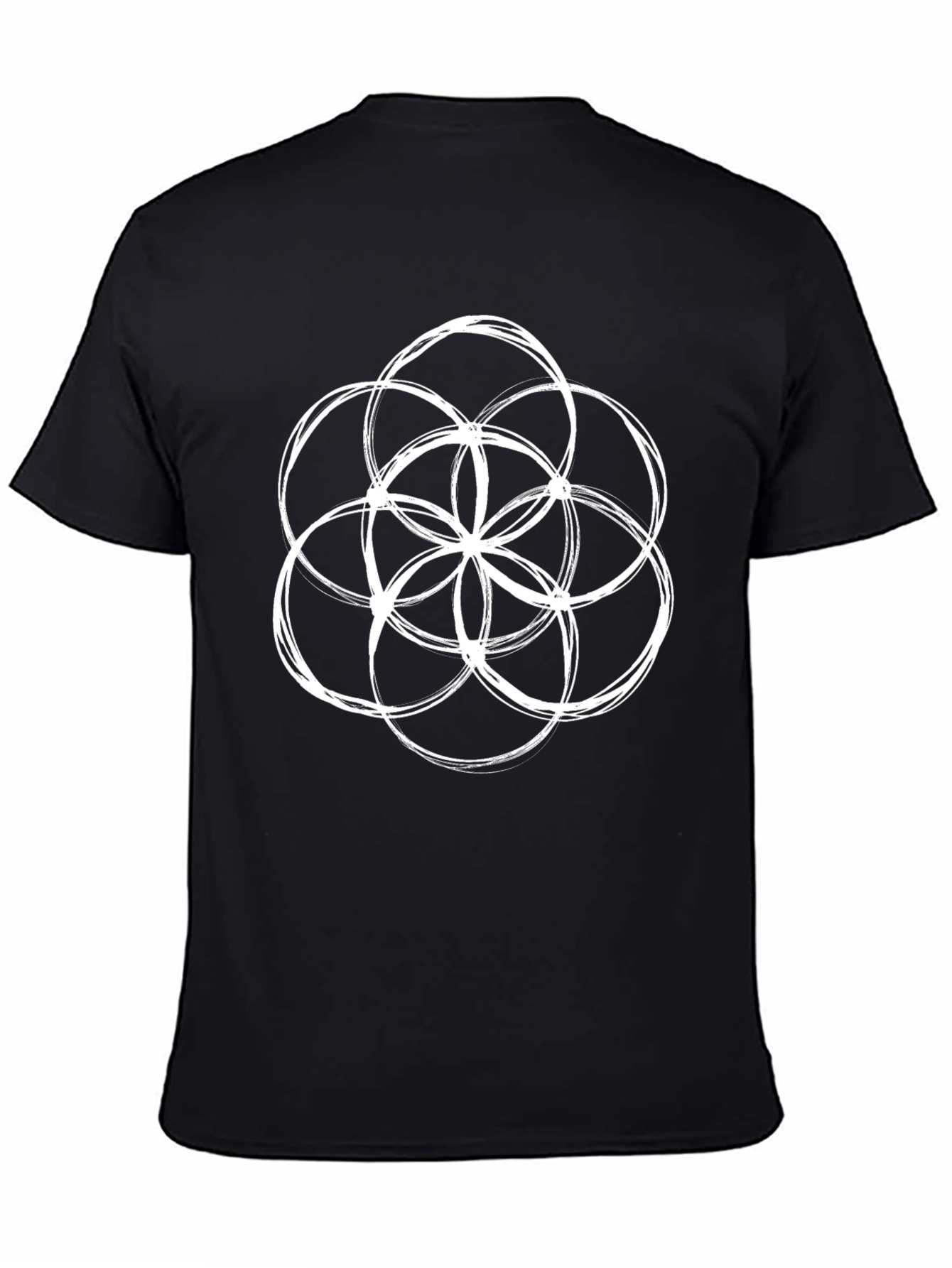 Geometric Circle Design Black T-Shirt