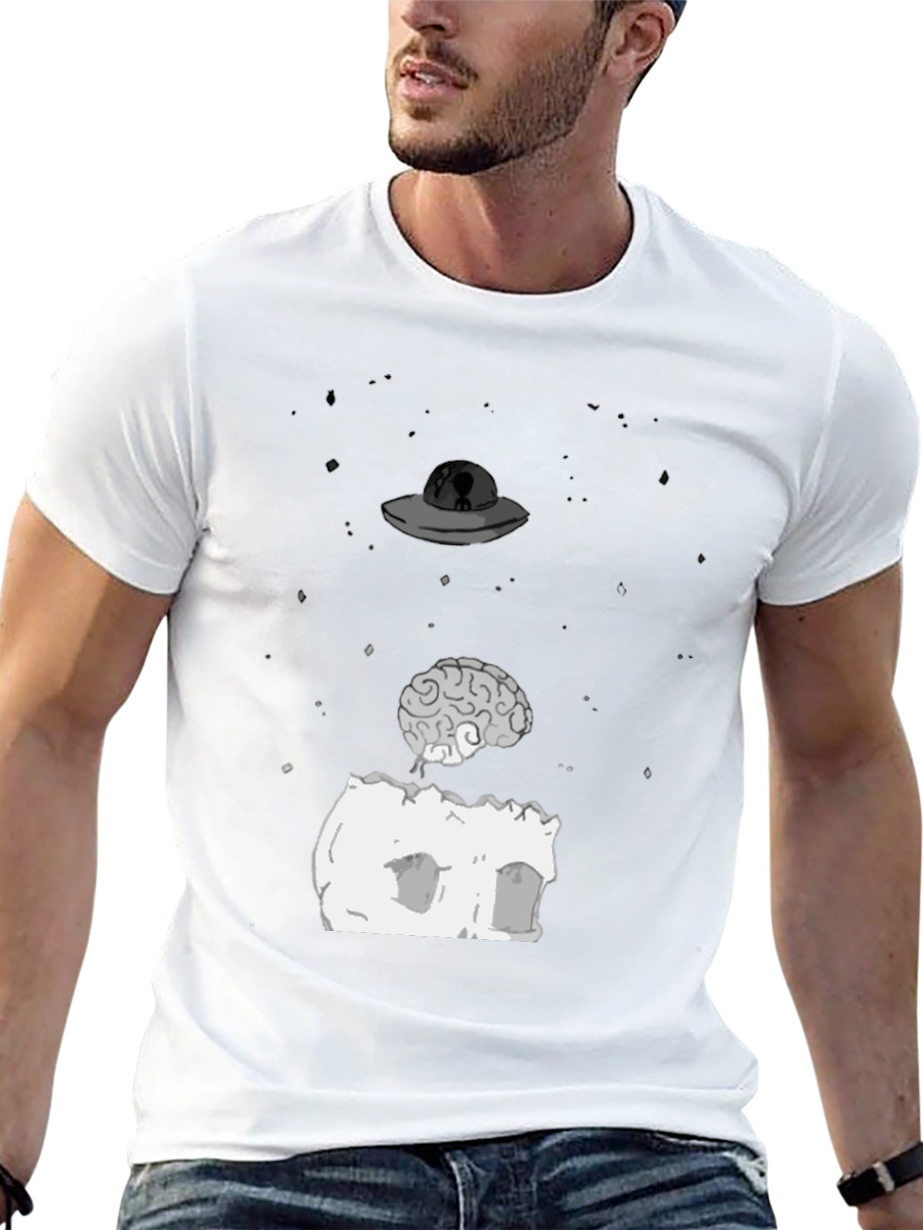 UFO Brain T-Shirt - Funny Alien Abduction Tee
