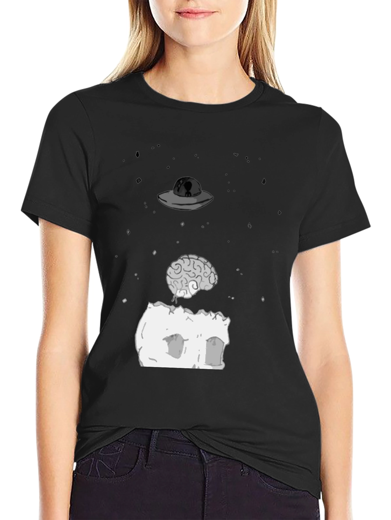 UFO Brain T-Shirt - Funny Alien Abduction Tee
