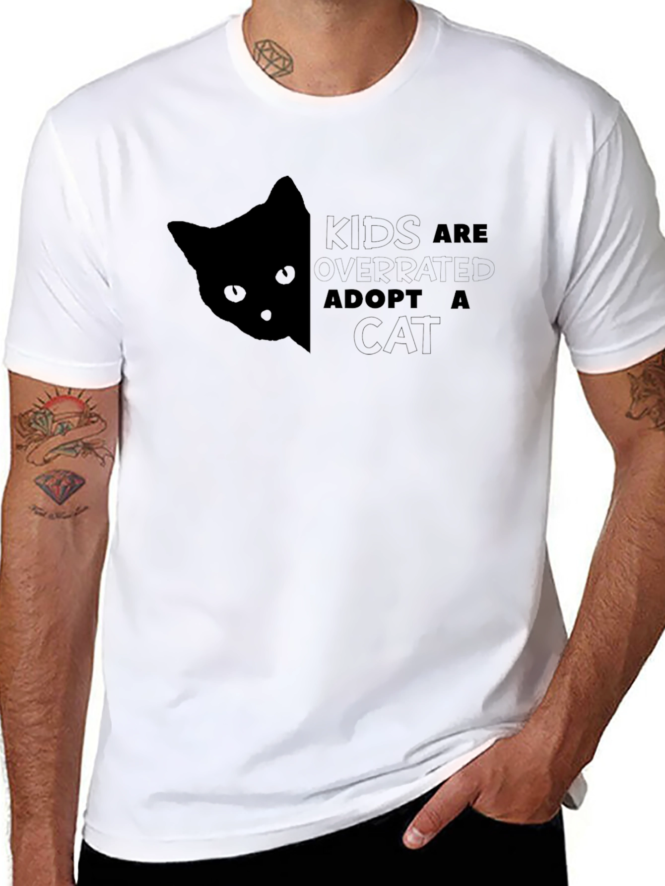Adopt a Cat Graphic Tee - Kids are Overrated!