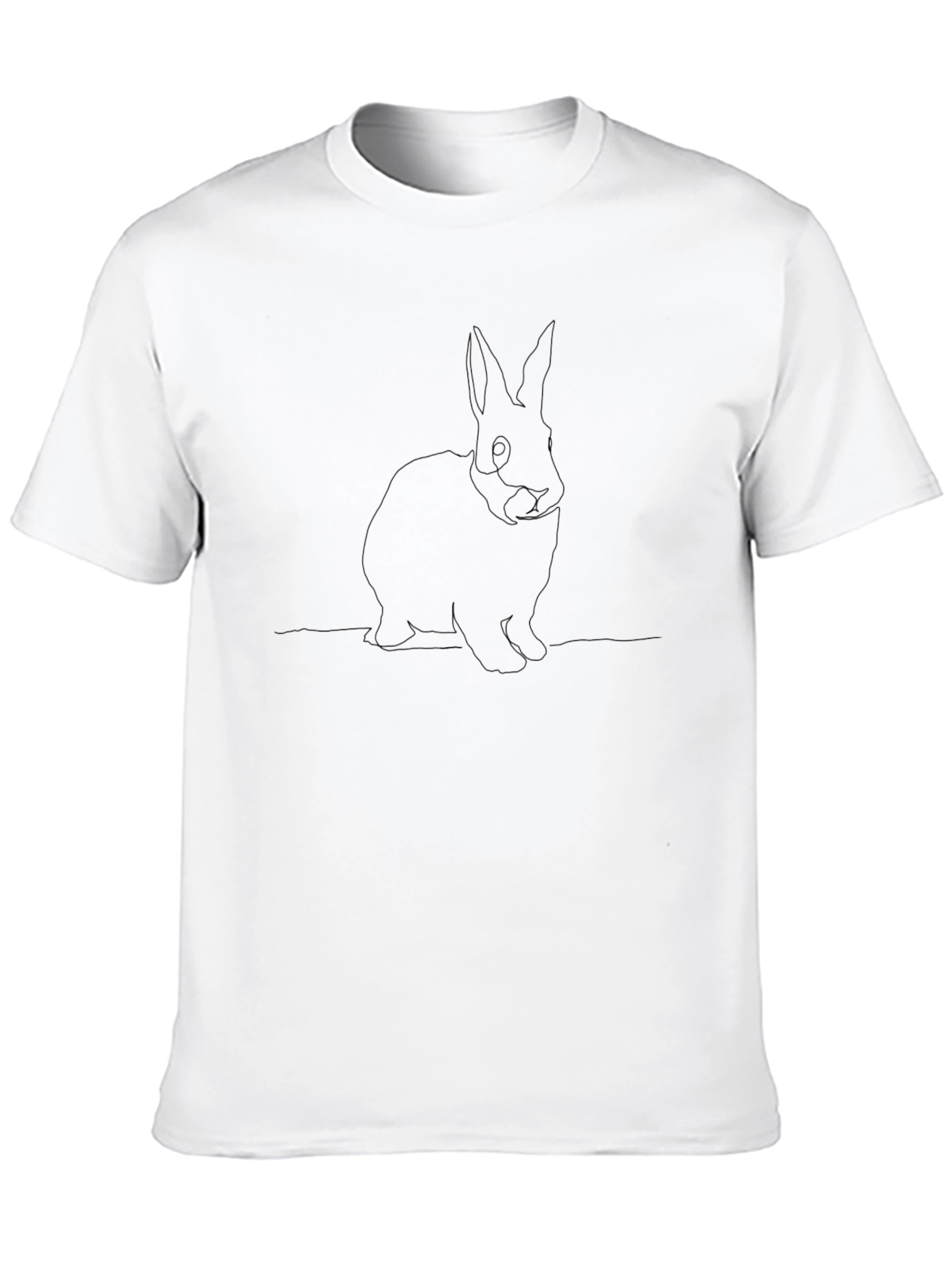 Rabbit Outline Graphic Black T-Shirt