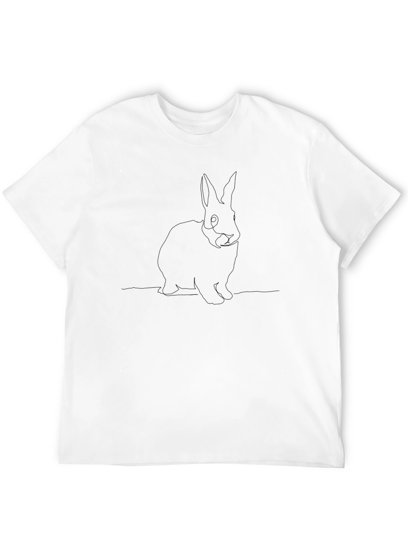 Rabbit Outline Graphic Black T-Shirt
