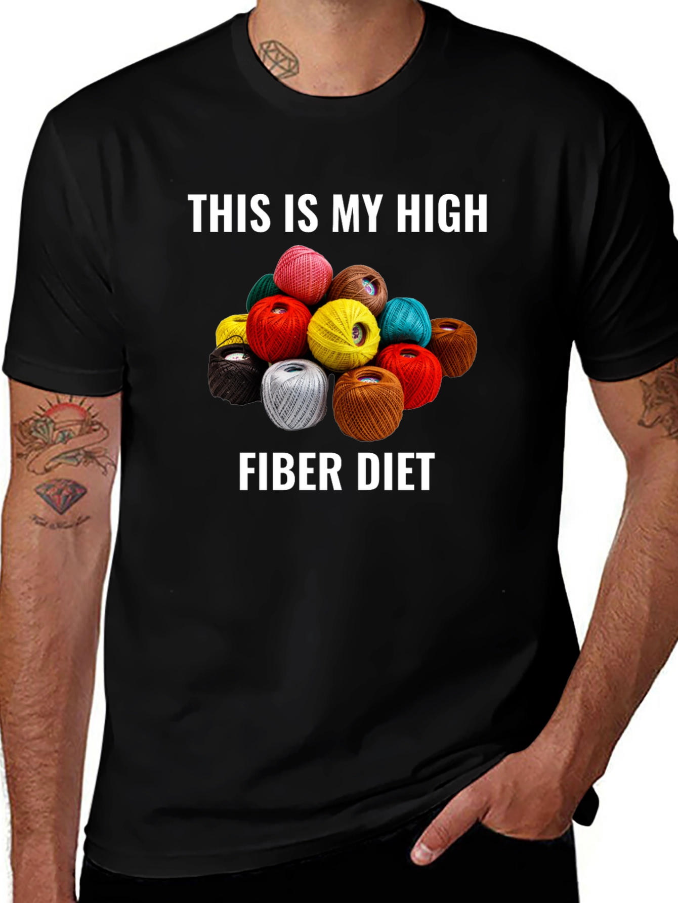 Fiber Diet Graphic T-Shirt - Novelty Yarn Lover Tee