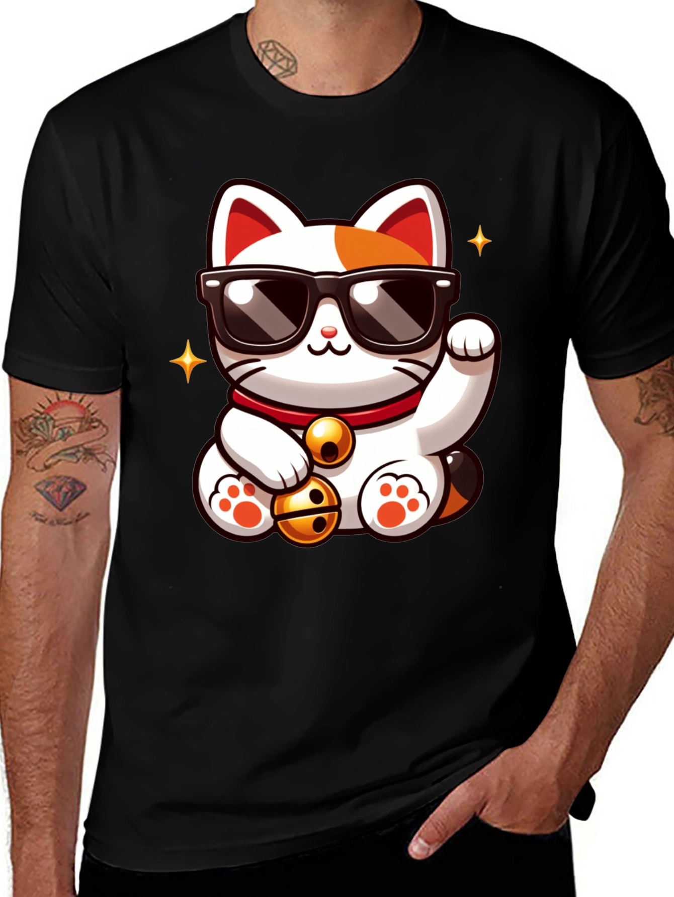 Lucky Cat T-Shirt - Cool Cartoon Design