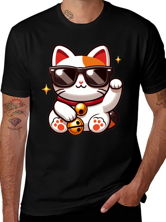 Lucky Cat T-Shirt - Cool Cartoon Design