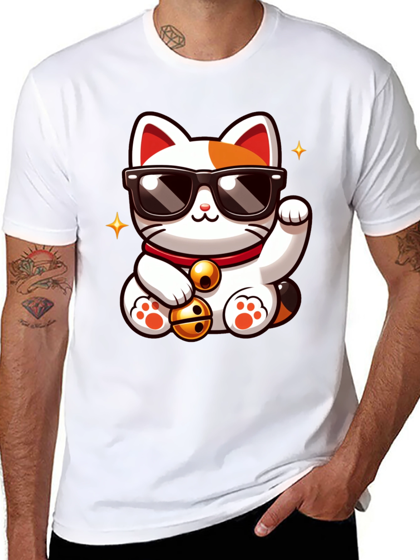 Lucky Cat T-Shirt - Cool Cartoon Design