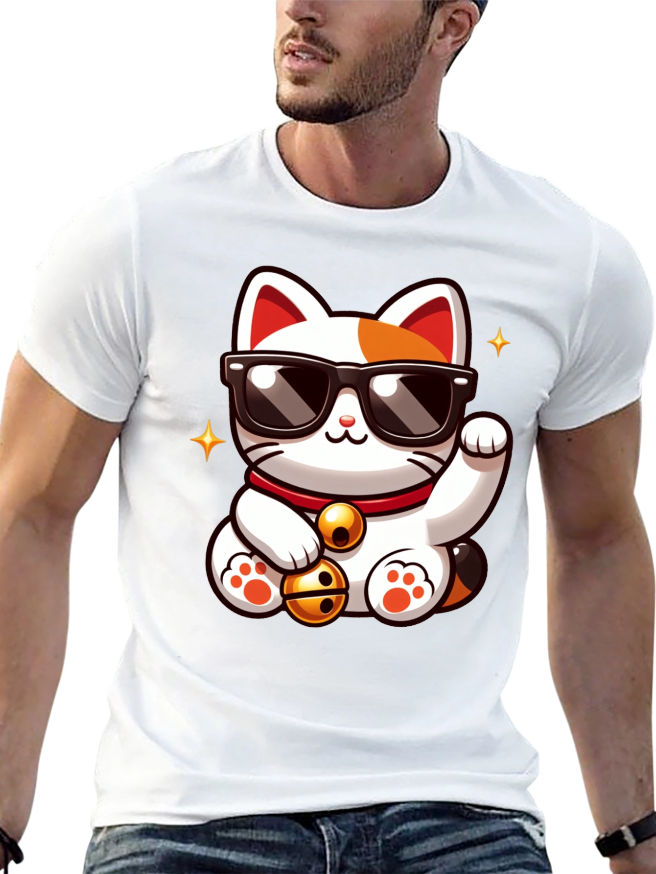 Lucky Cat T-Shirt - Cool Cartoon Design