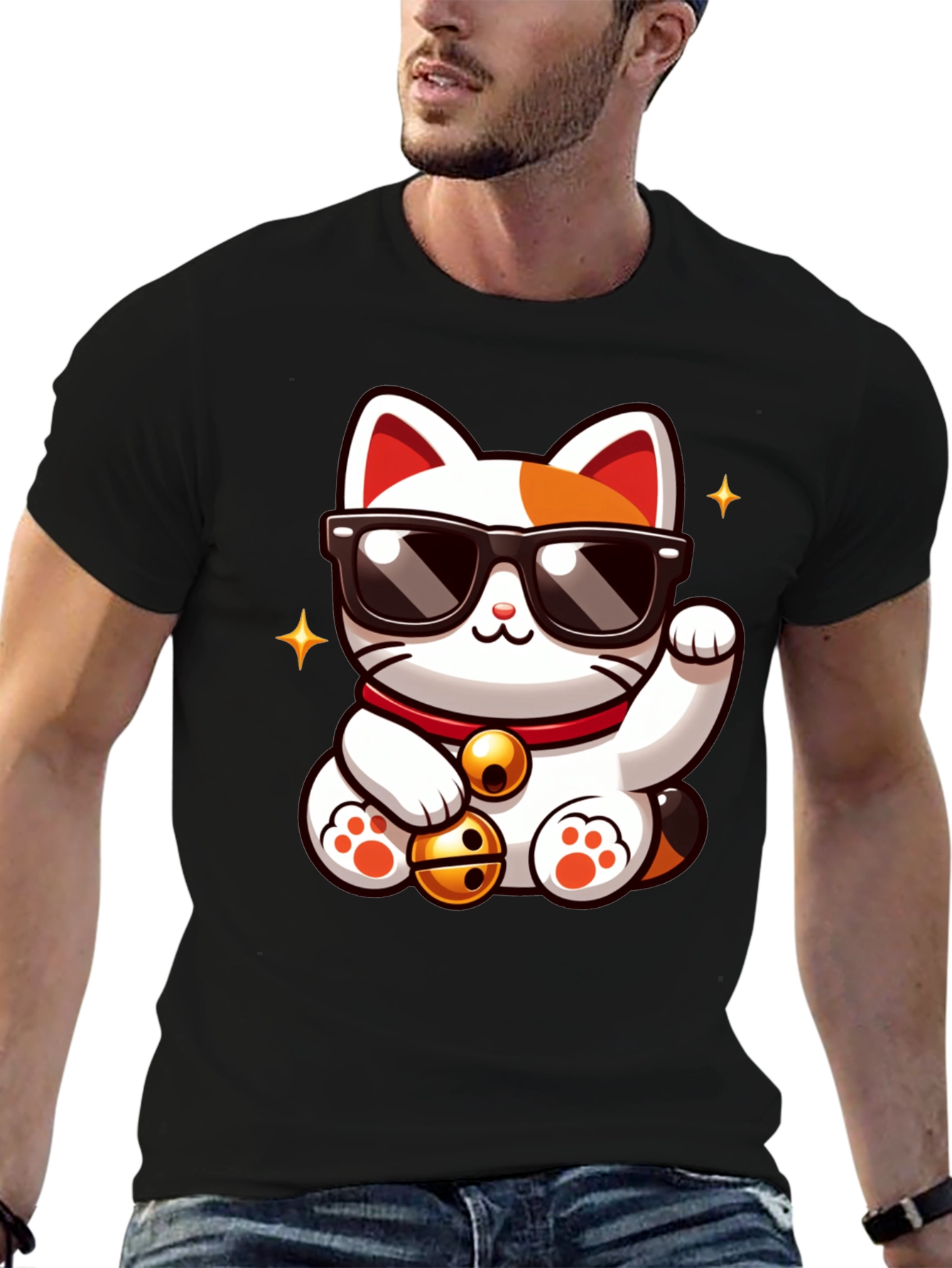 Lucky Cat T-Shirt - Cool Cartoon Design