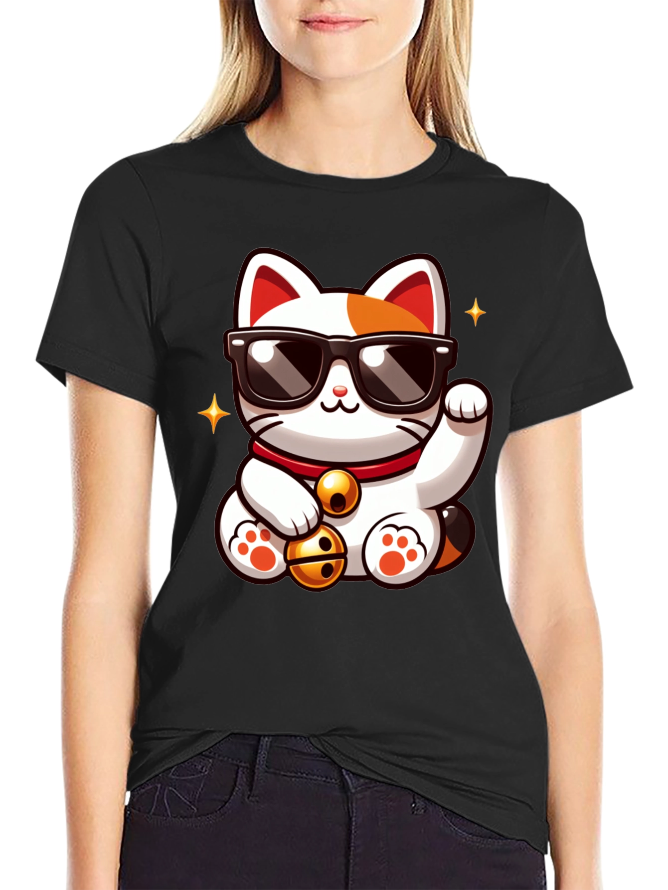 Lucky Cat T-Shirt - Cool Cartoon Design