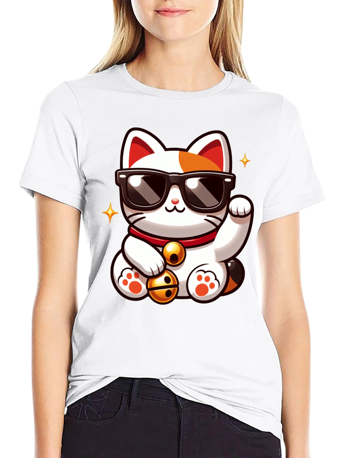 Lucky Cat T-Shirt - Cool Cartoon Design