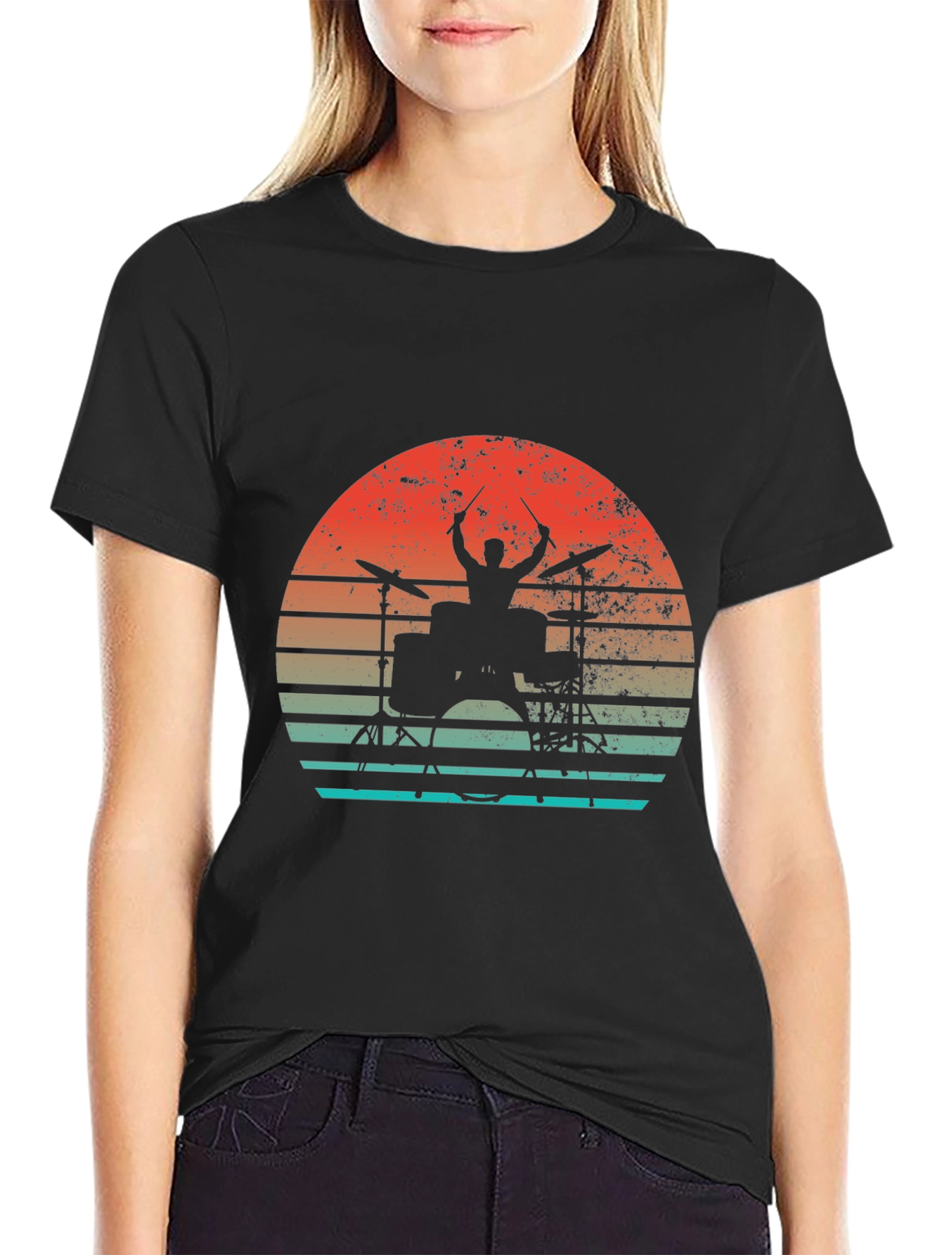 Drummer Sunset Graphic T-Shirt