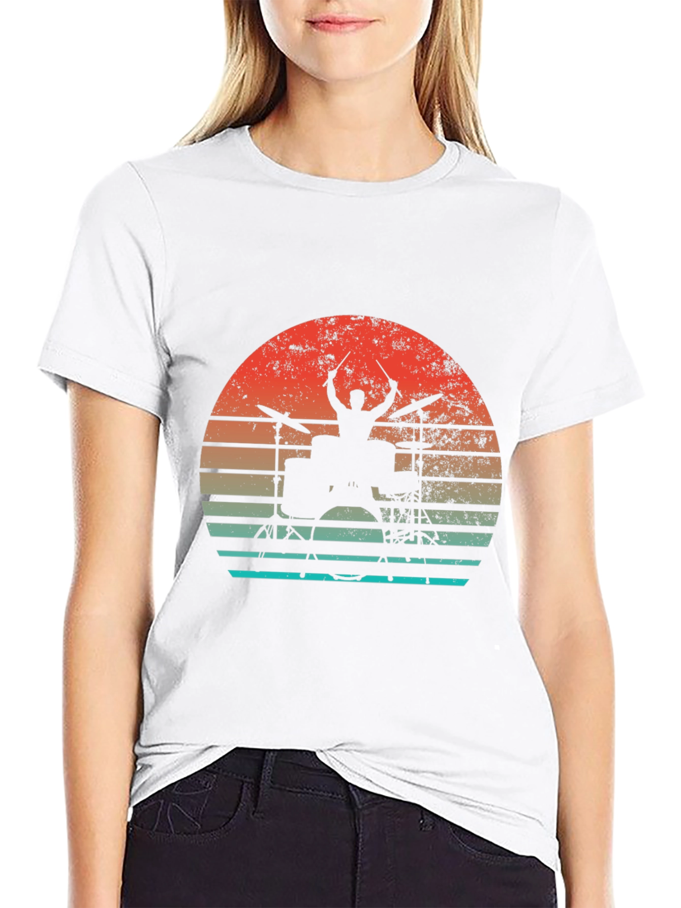 Drummer Sunset Graphic T-Shirt