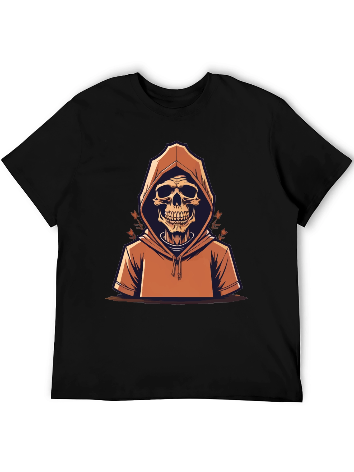Skull in Hoodie Graphic Tee - Mens Black T-Shirt