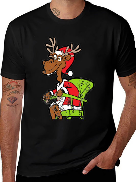 Funny Reindeer Santa Chair T-Shirt