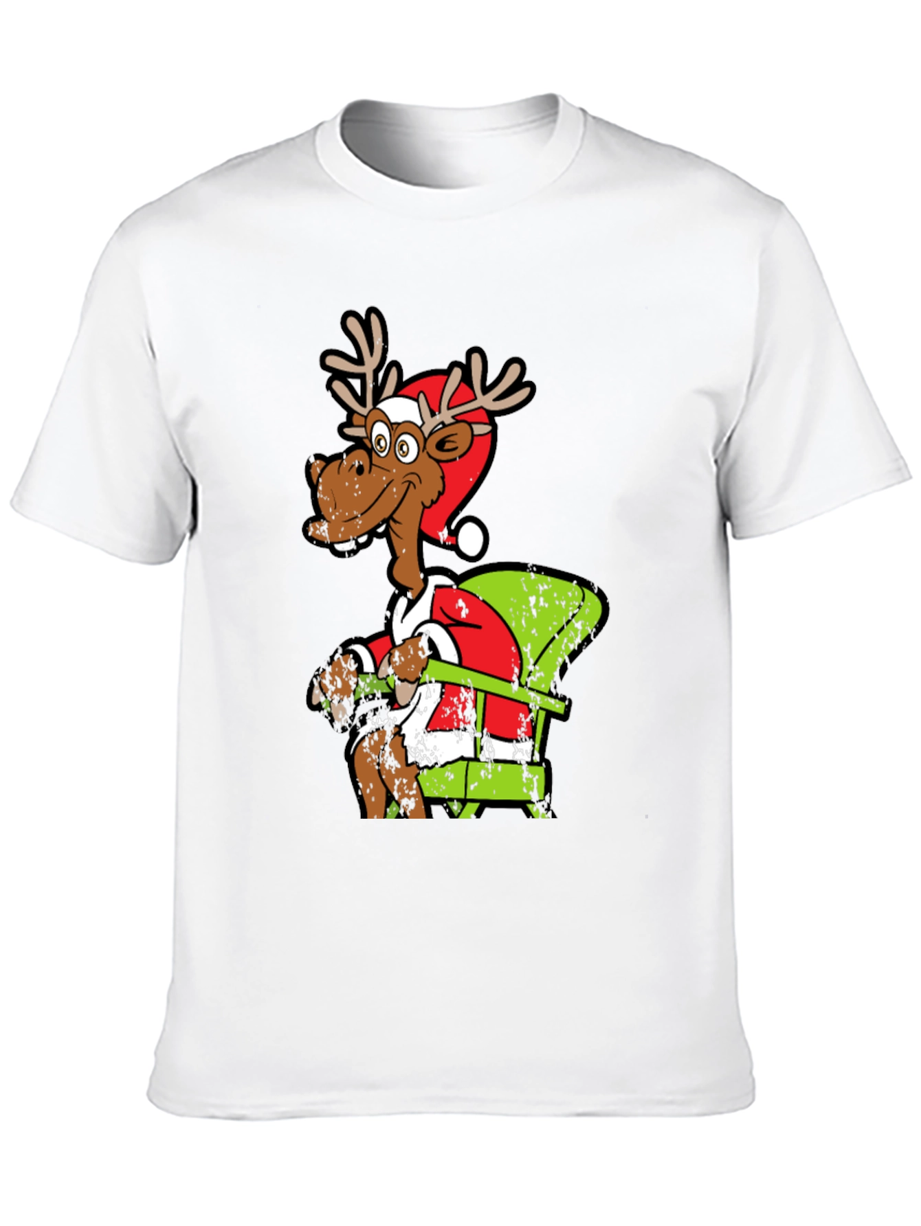 Funny Reindeer Santa Chair T-Shirt