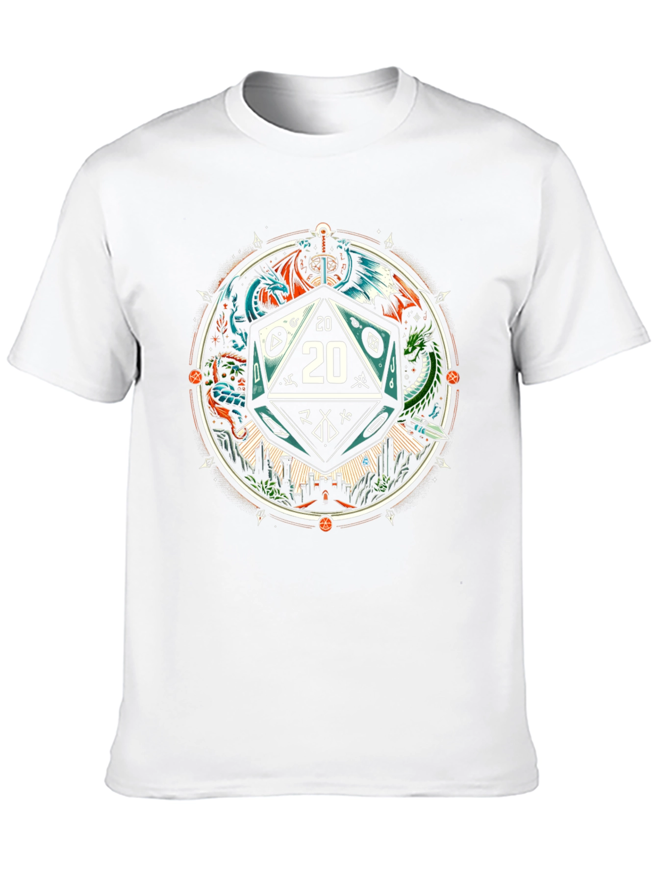 D&D D20 Dice Dragons Graphic Tee