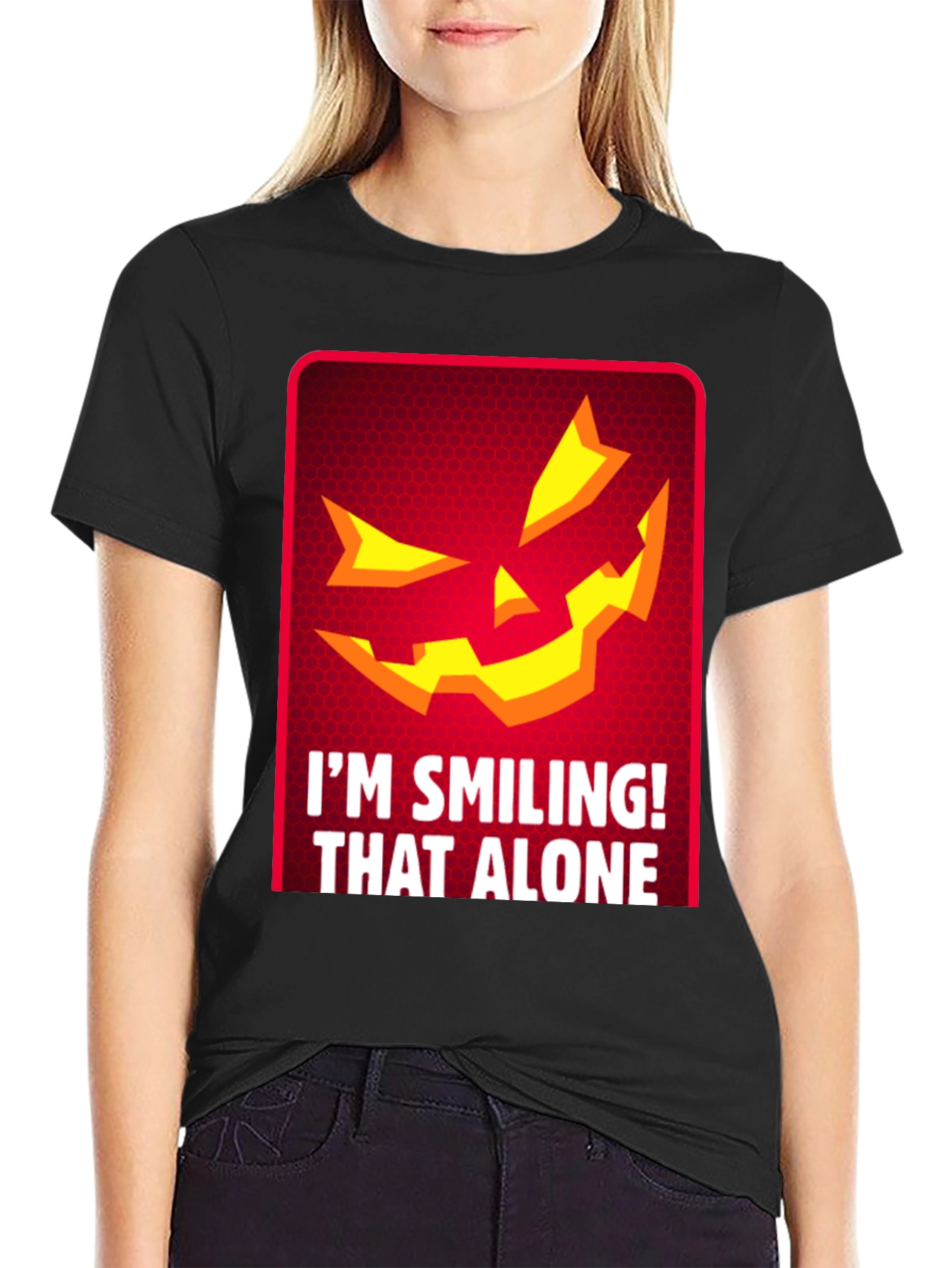 Smiling Jack-o-Lantern Graphic T-Shirt