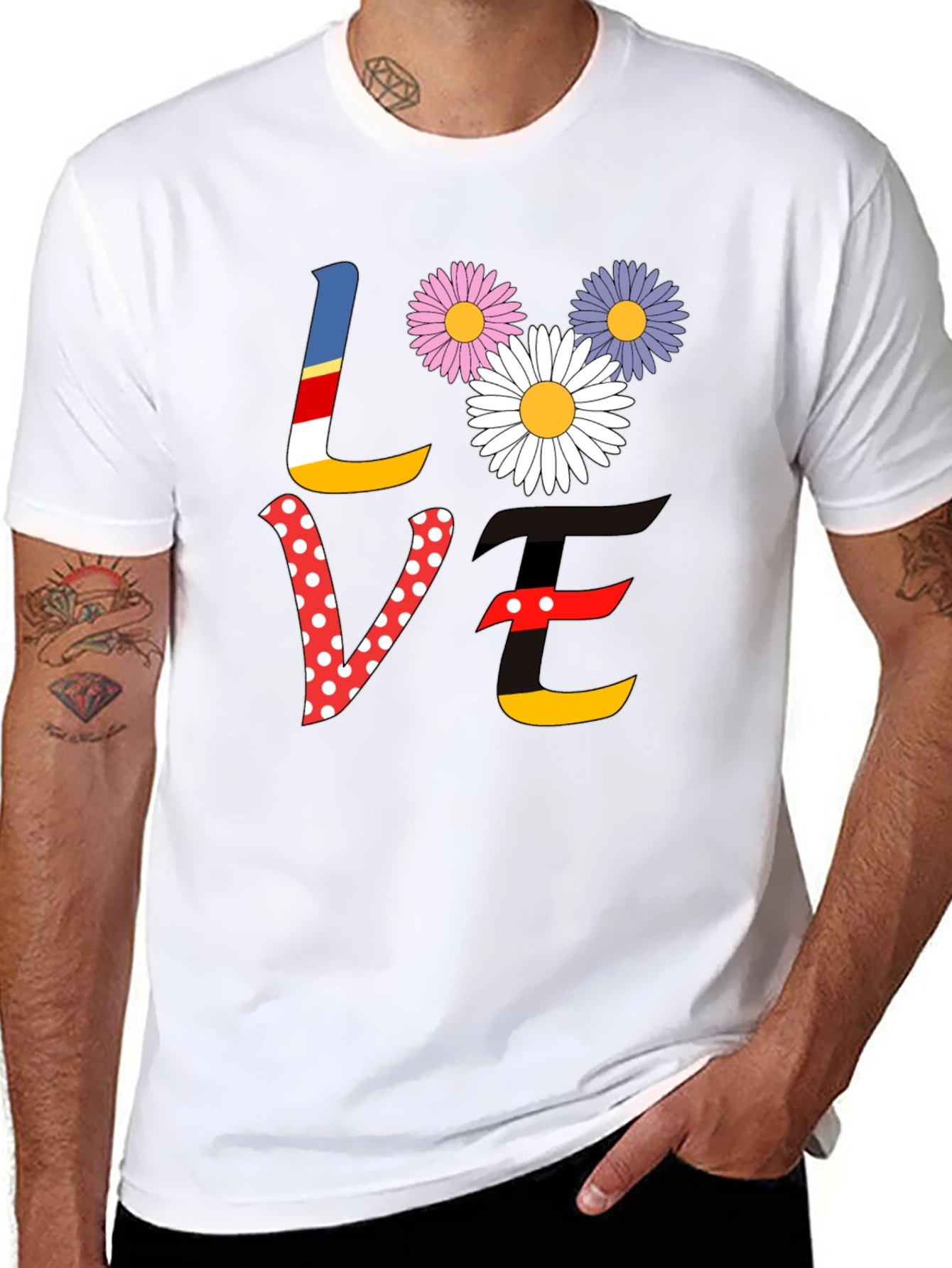 Love Floral Graphic Tee - Black