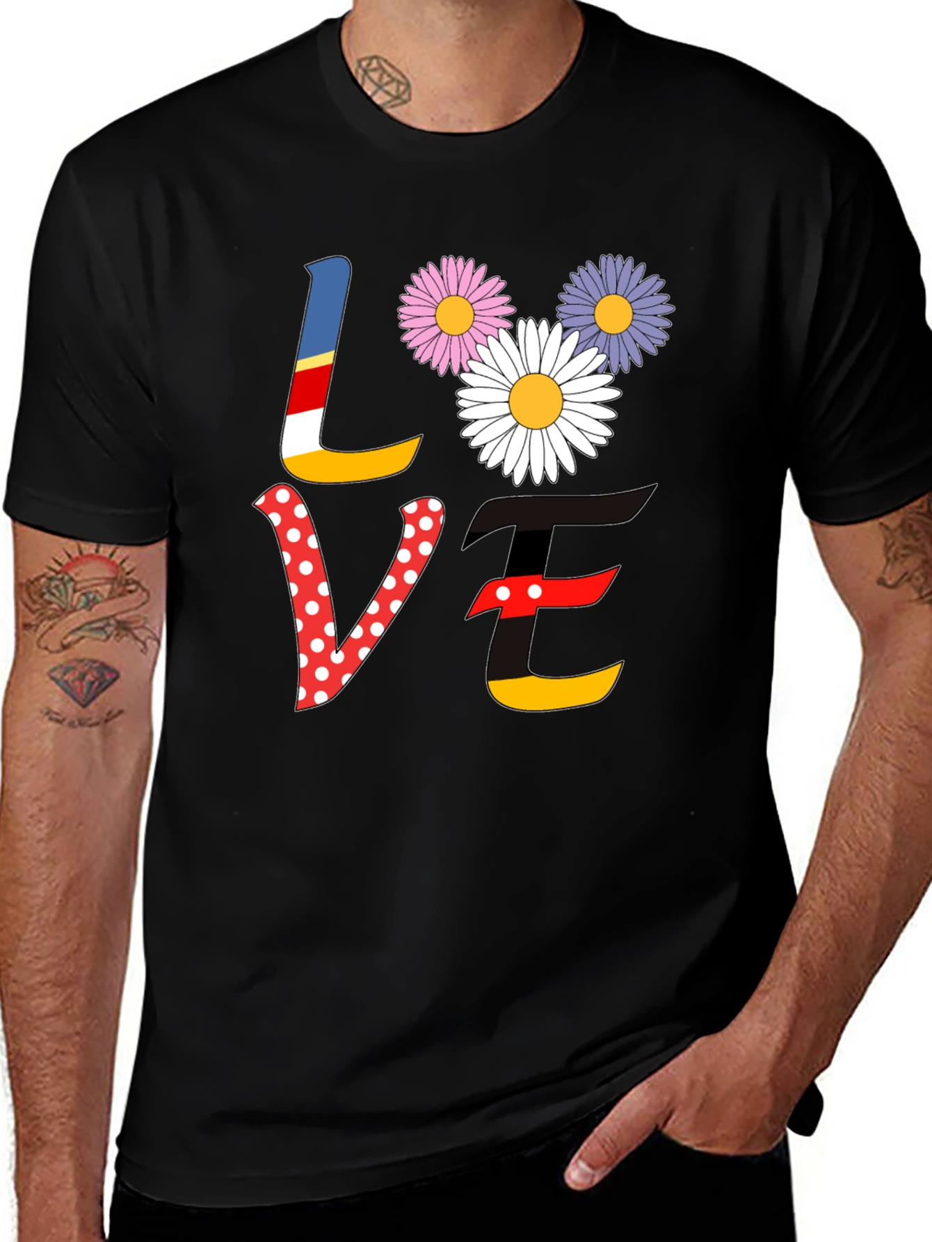 Love Floral Graphic Tee - Black