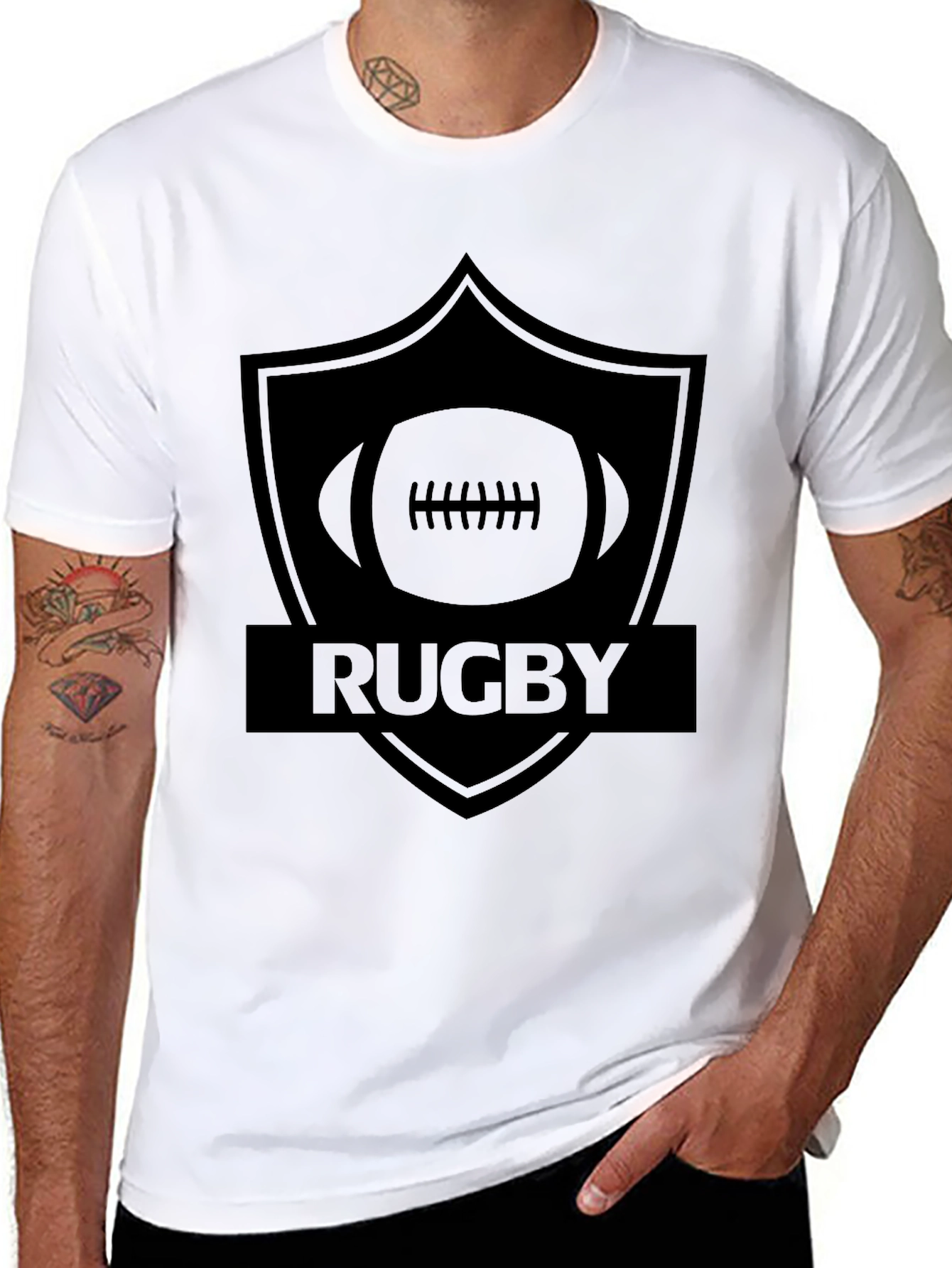 Rugby Shield Black Graphic T-Shirt