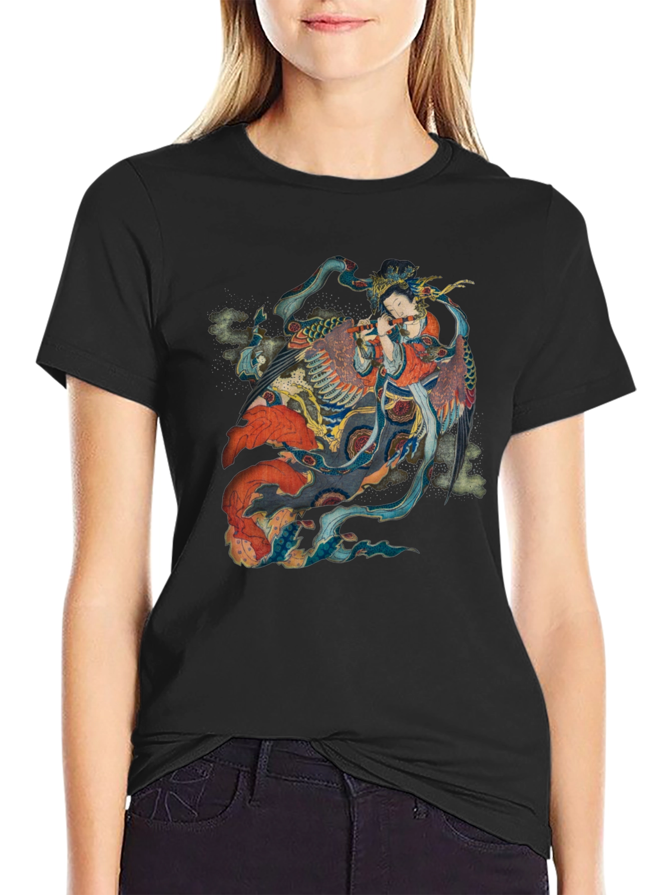 Oriental Phoenix T-Shirt - Black Cotton Tee