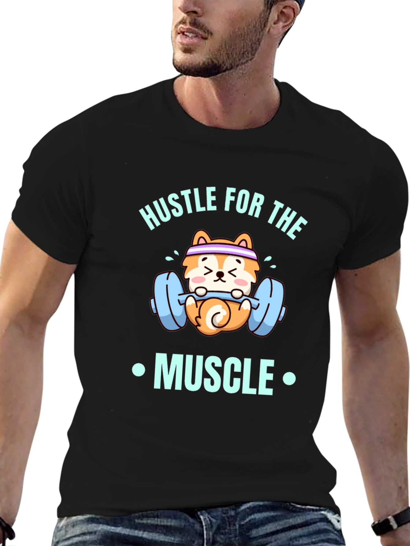 Hustle For The Muscle Black Graphic Tee