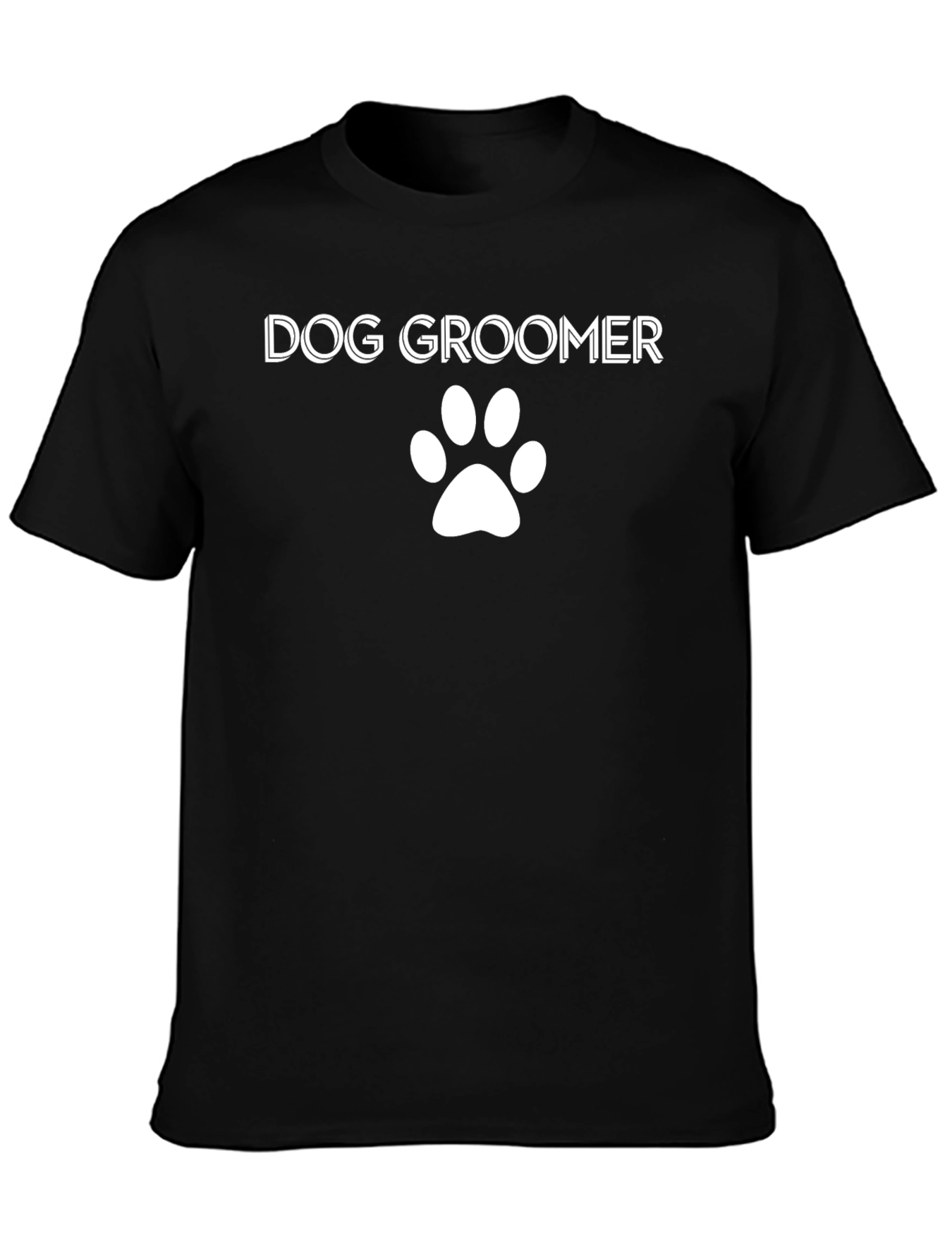 Dog Groomer Paw Print T-Shirt - Black