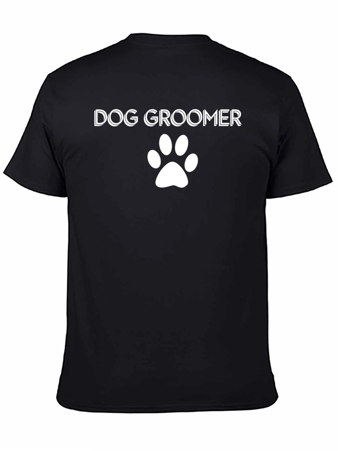 Dog Groomer Paw Print T-Shirt - Black