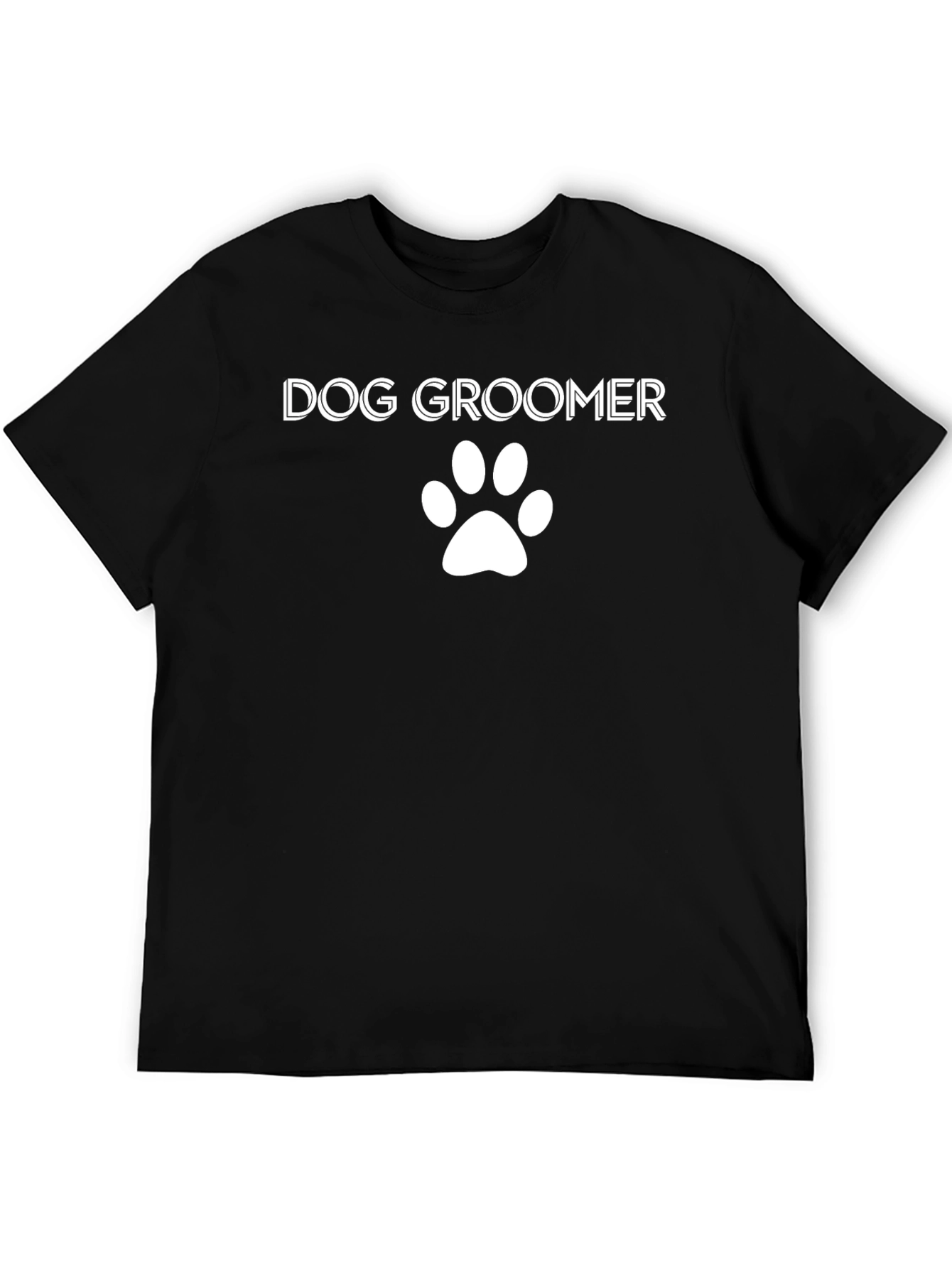 Dog Groomer Paw Print T-Shirt - Black