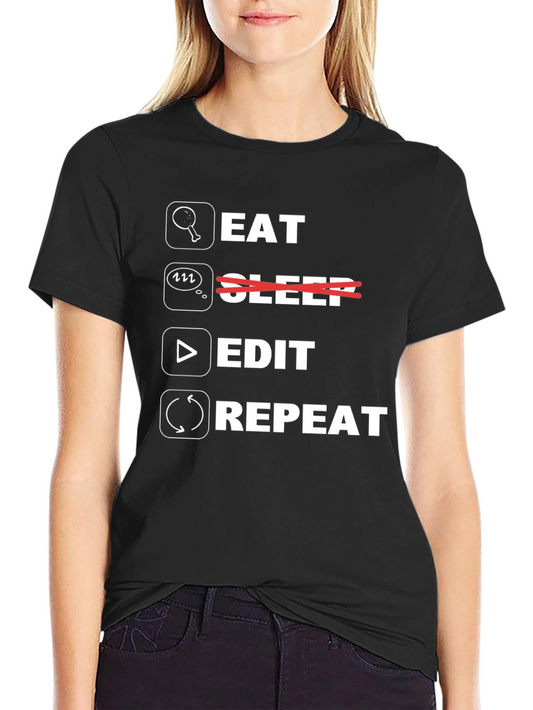 Eat Edit Repeat Black Graphic Tee