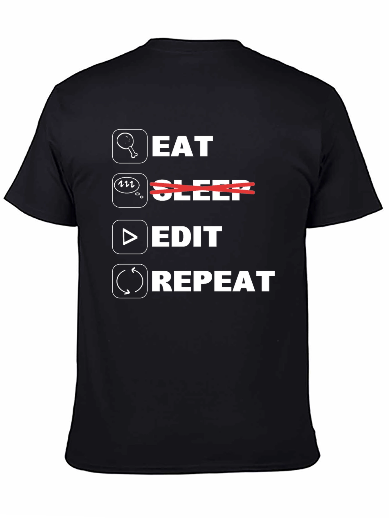 Eat Edit Repeat Black Graphic Tee