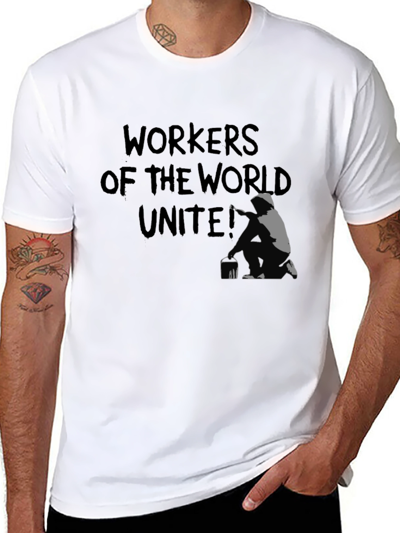 Workers Unite Graphic Tee - Street Art Style