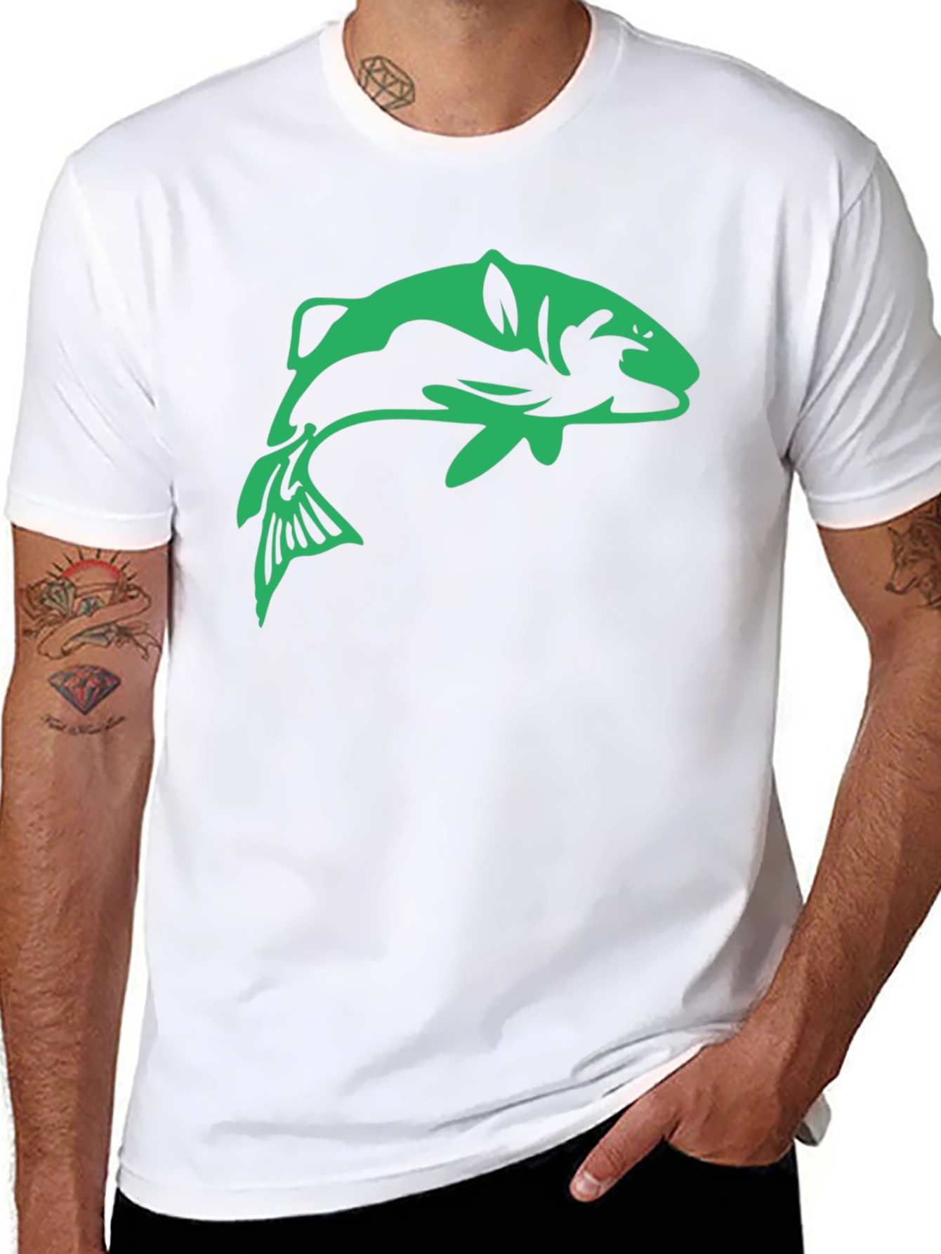 Bass Fish Graphic Tee - Black Casual T-Shirt