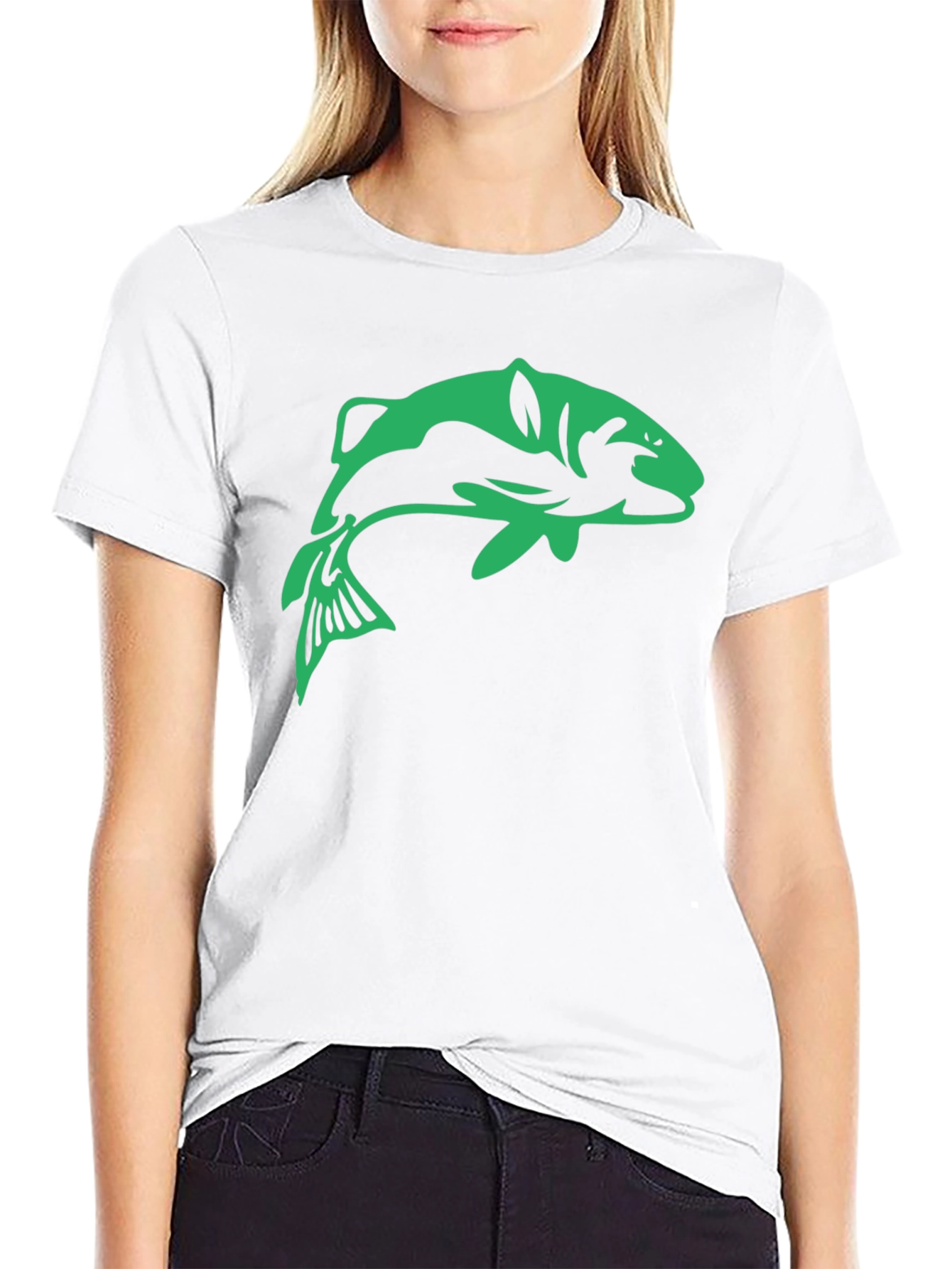 Bass Fish Graphic Tee - Black Casual T-Shirt