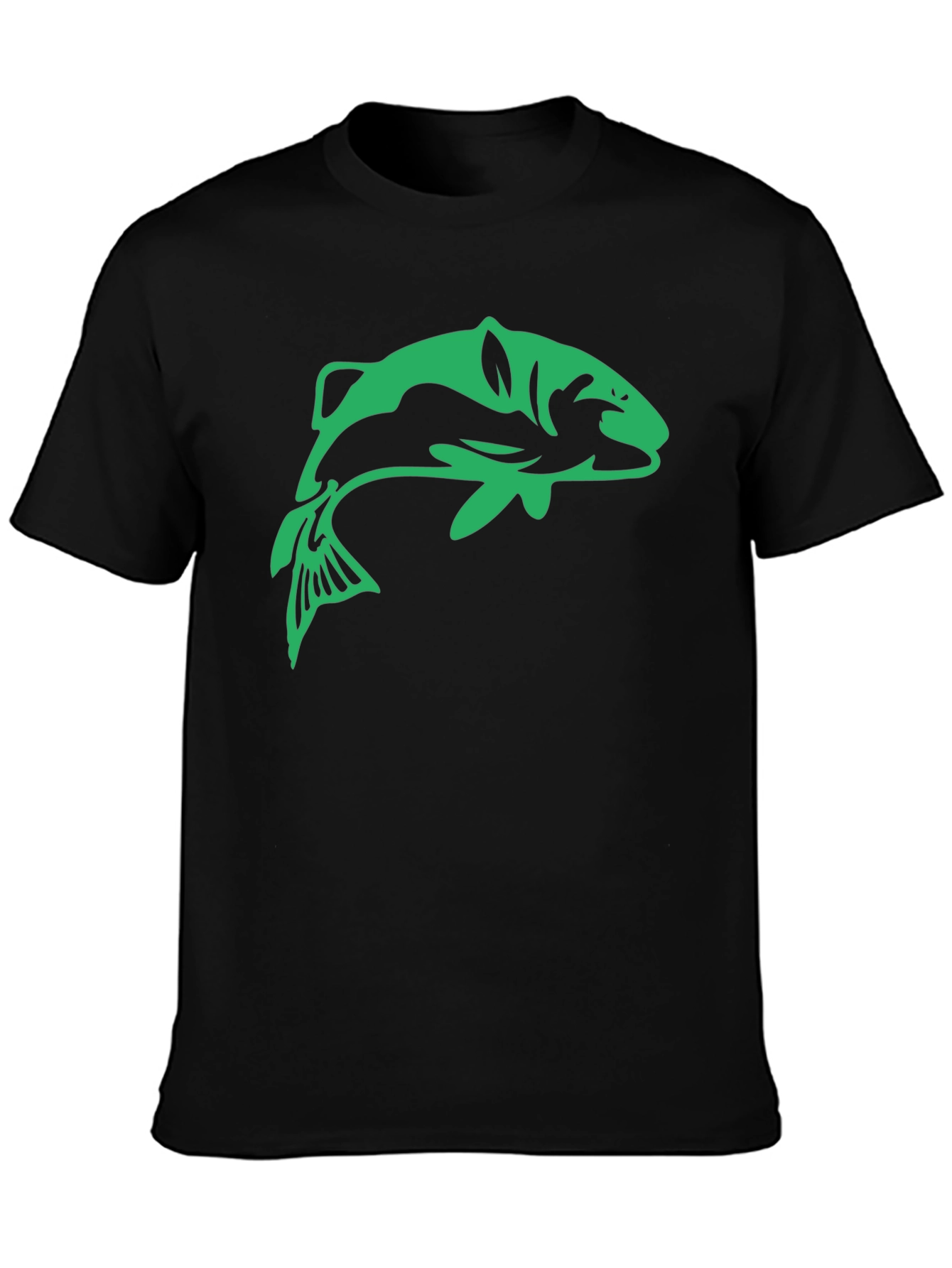 Bass Fish Graphic Tee - Black Casual T-Shirt