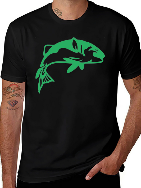 Bass Fish Graphic Tee - Black Casual T-Shirt