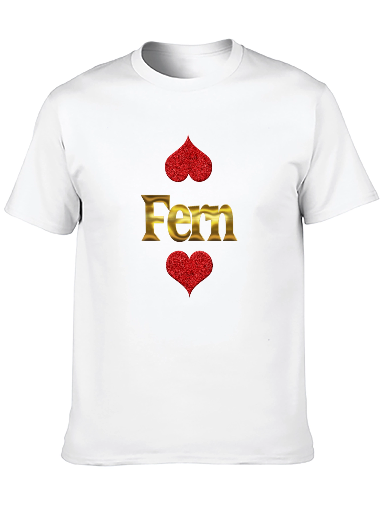 Fern Gold Letter & Hearts Graphic T-Shirt