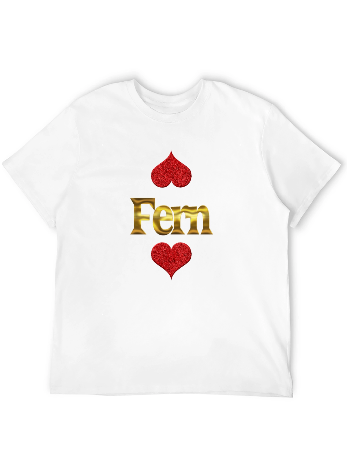 Fern Gold Letter & Hearts Graphic T-Shirt