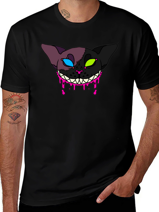 Creepy Cat Graphic T-Shirt - Unique Design