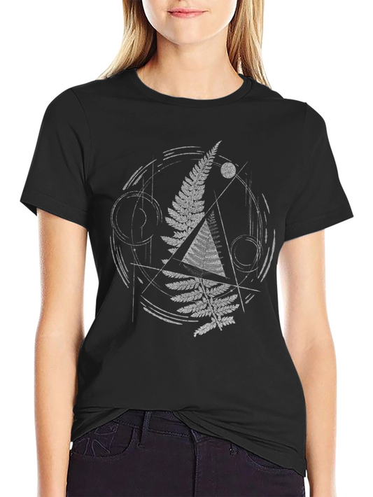 Geometric Fern Graphic Tee - Modern Nature Design