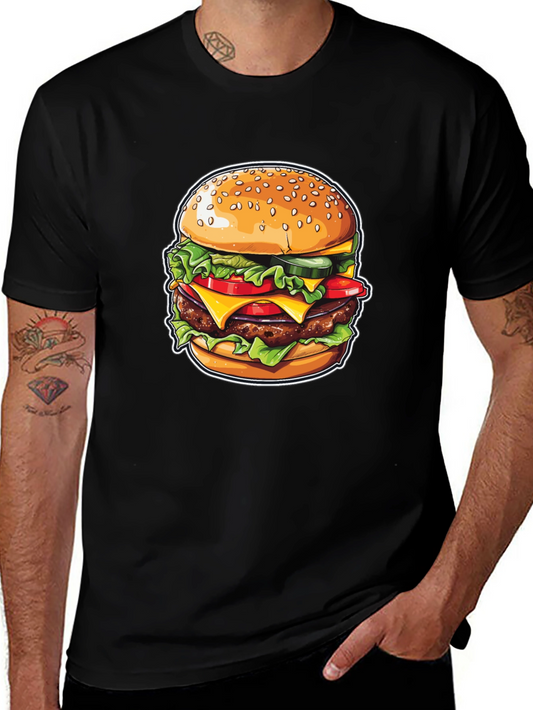 Burger Graphic Print Black T-Shirt