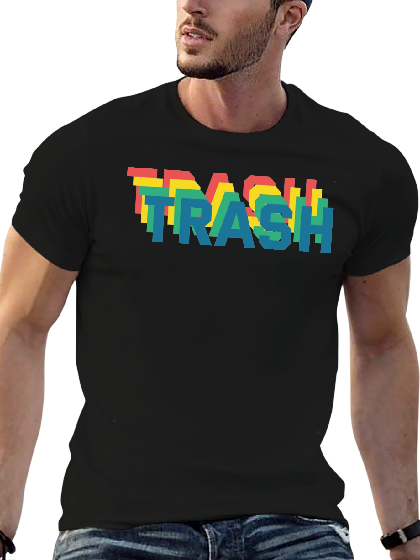 Retro Pixel Trash T-Shirt - Black Cotton Blend