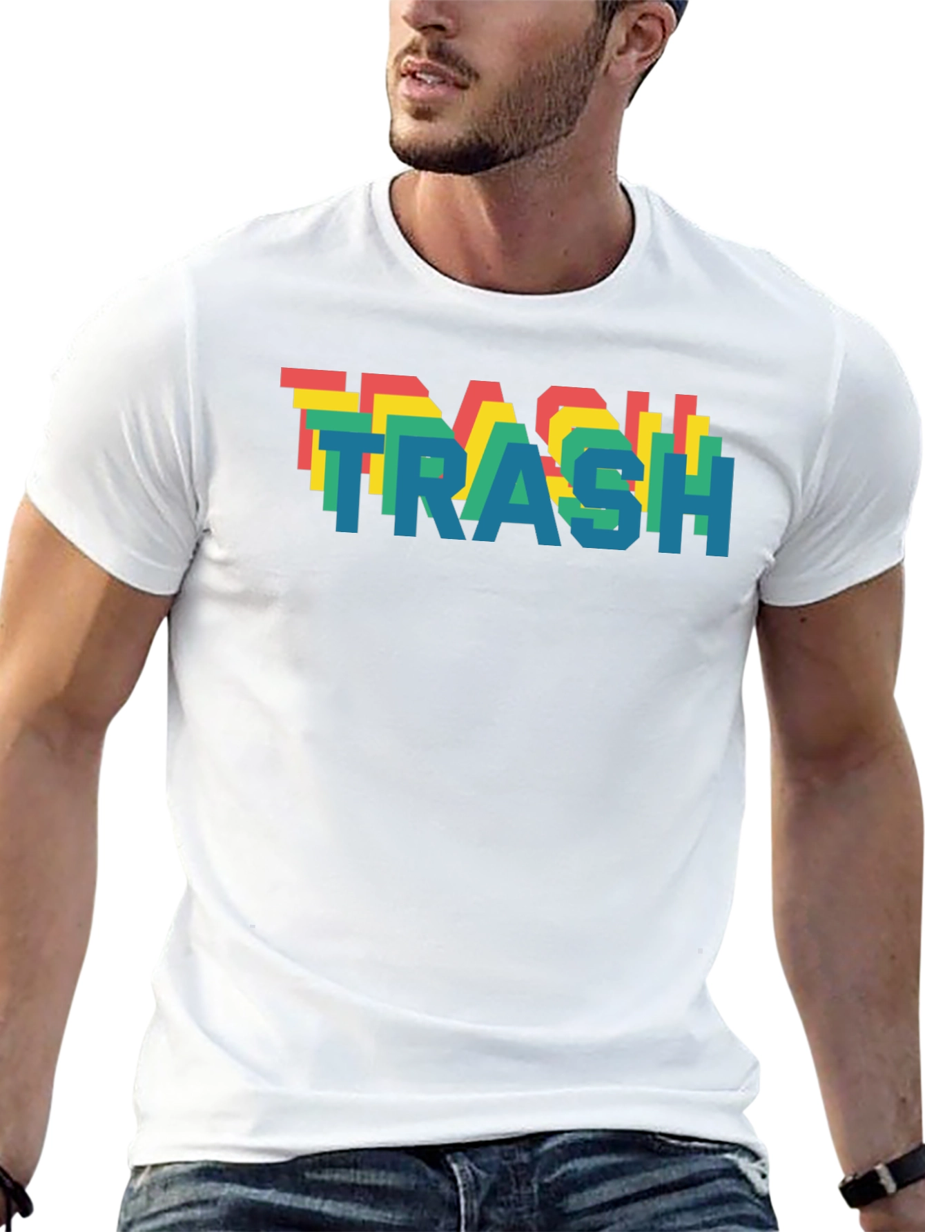 Retro Pixel Trash T-Shirt - Black Cotton Blend