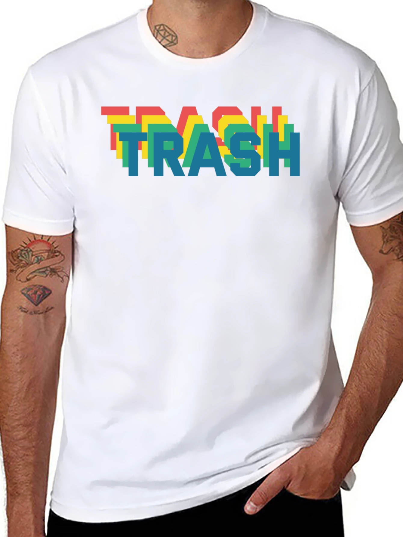 Retro Pixel Trash T-Shirt - Black Cotton Blend