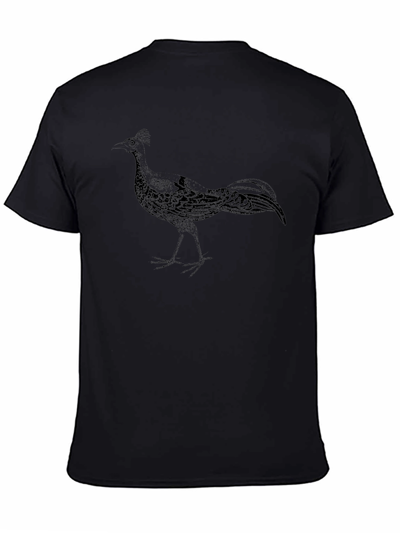 Black T-Shirt with Bird Graphic