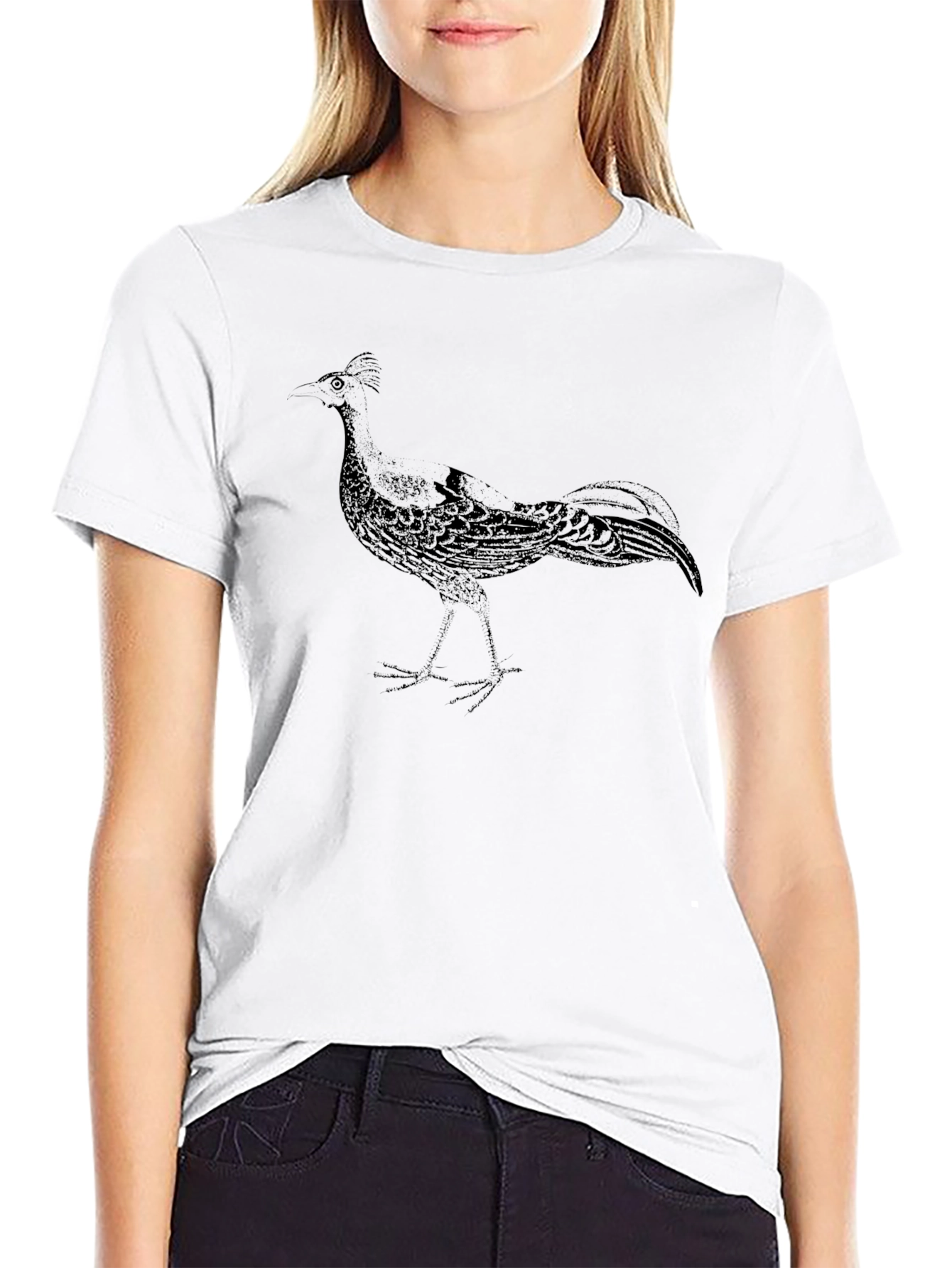 Black T-Shirt with Bird Graphic