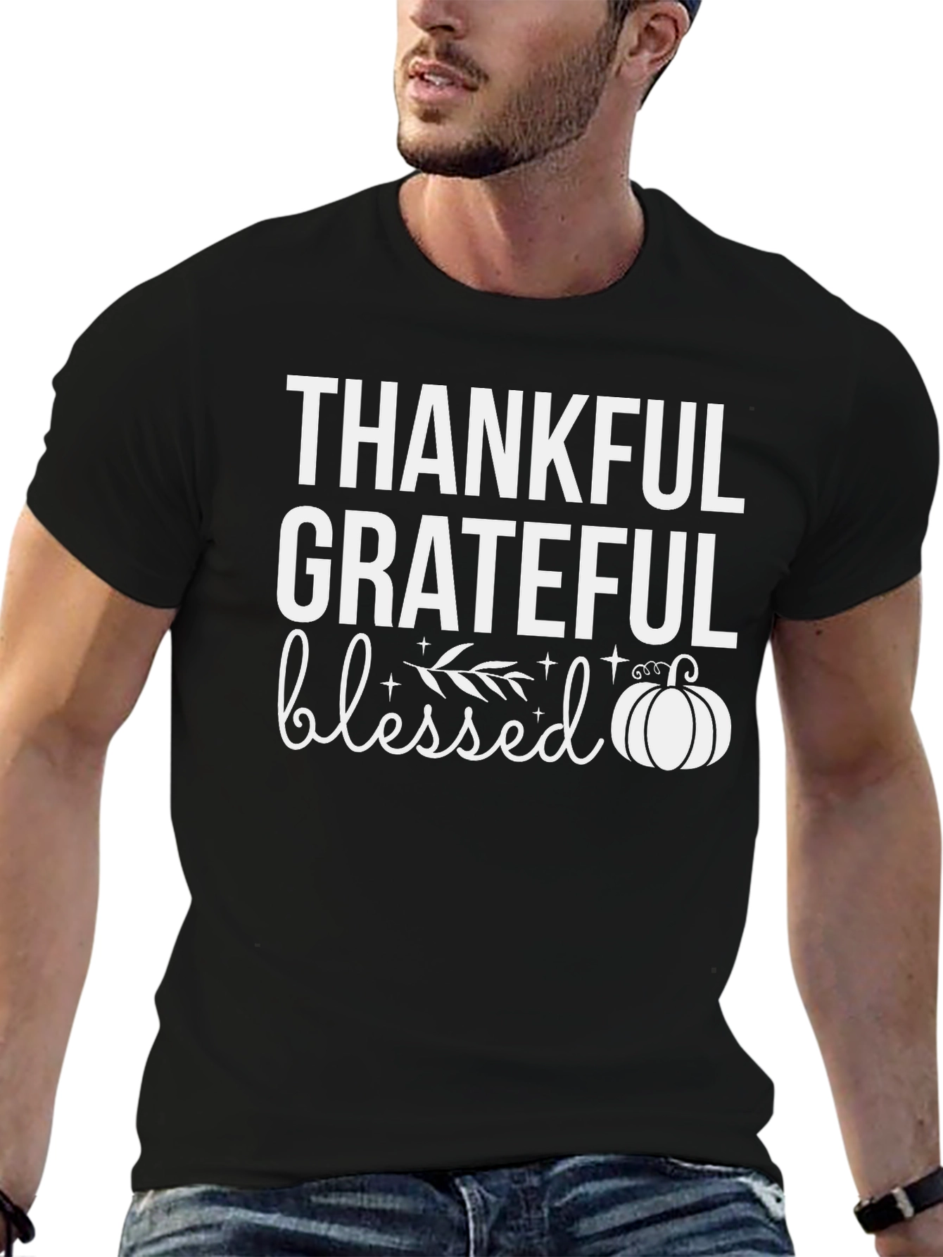Thankful Grateful Blessed T-Shirt - Fall Thanksgiving Tee
