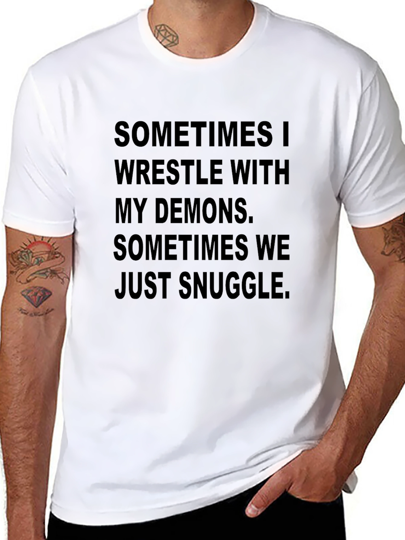 Demons Snuggle Graphic T-Shirt - Black